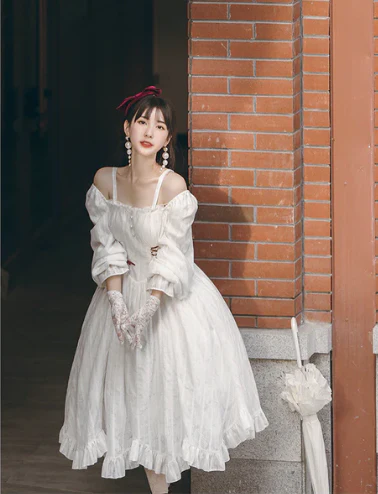With PUJI - Romantic Dating - Halter Neckline Lolita OP Dress - Image 18