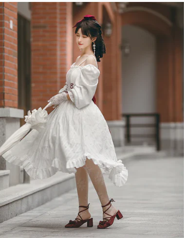 With PUJI - Romantic Dating - Halter Neckline Lolita OP Dress - Image 19