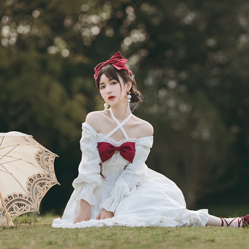 With PUJI - Romantic Dating - Halter Neckline Lolita OP Dress - Image 3