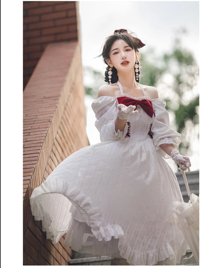 With PUJI - Romantic Dating - Halter Neckline Lolita OP Dress - Image 5