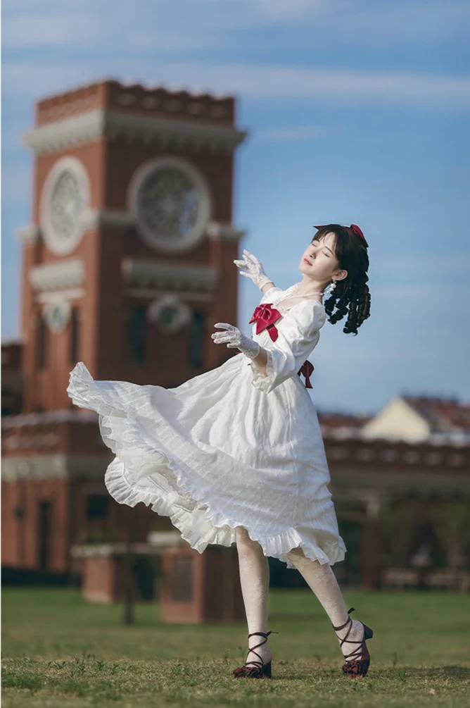 With PUJI - Romantic Dating - Halter Neckline Lolita OP Dress - Image 6
