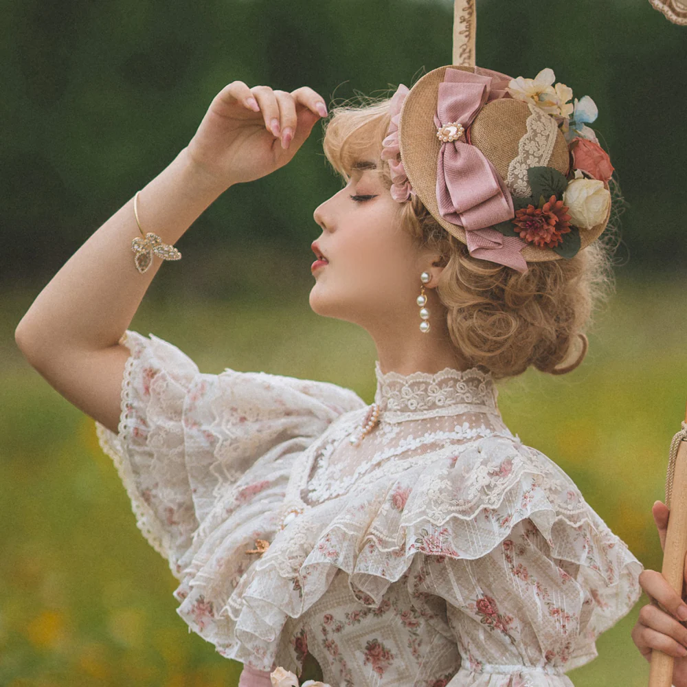 Woody Rose - Elegant Flower Lolita Hat - Image 4