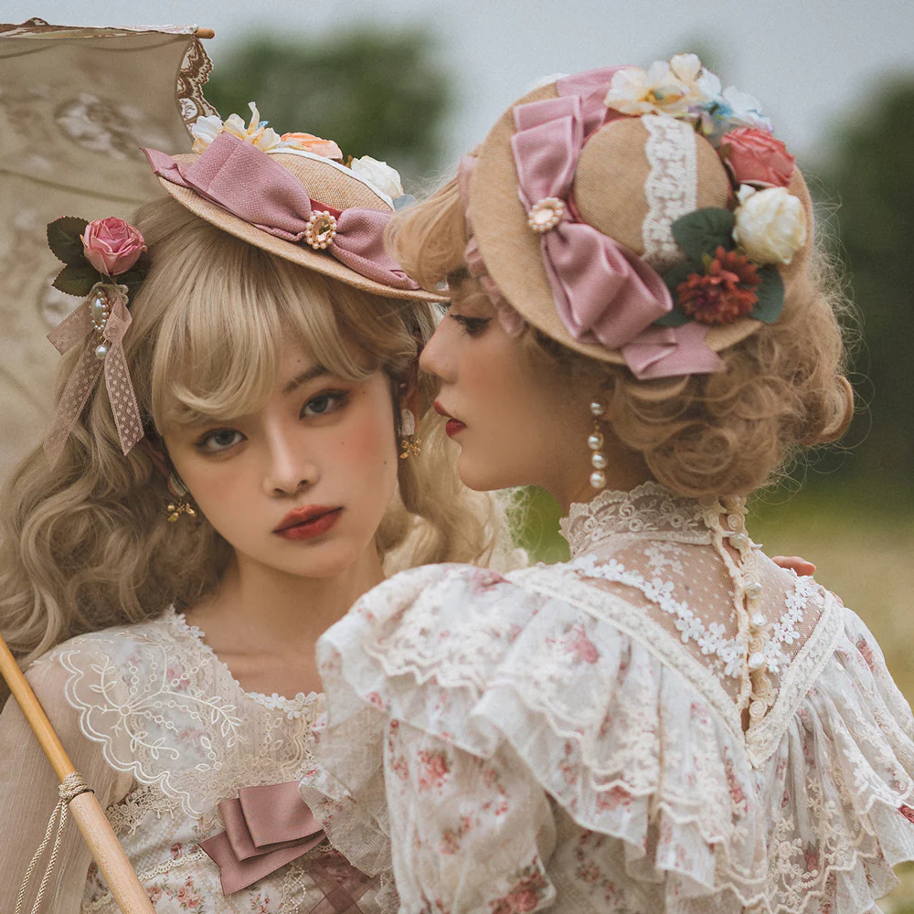 Woody Rose - Elegant Flower Lolita Hat - Image 5