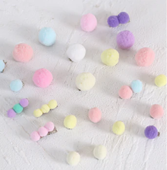 Xiaogui - Bared Sweet Lolita Accessory Pink and Blue Pompom Hair Clip - Image 6