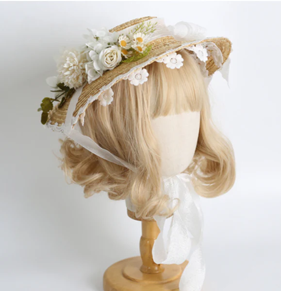 Xiaogui - Elegant Lolita Flower Bow Lace Sunhat - Image 16