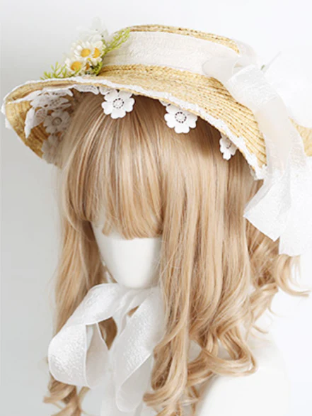 Xiaogui - Elegant Lolita Flower Bow Lace Sunhat - Image 3