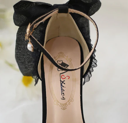 Xiaogui - Elegant Lolita High-Heeled Camellia Bows Shoes - Image 12
