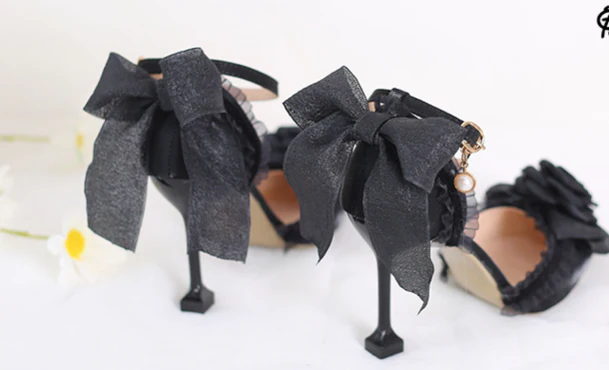 Xiaogui - Elegant Lolita High-Heeled Camellia Bows Shoes - Image 9