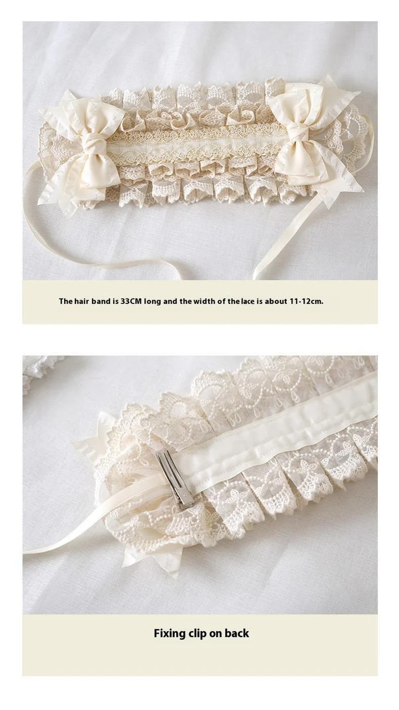 Xiaogui - Elegant Lolita Ivory Lace Hair Band - Image 10