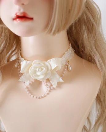 Xiaogui - Elegant Lolita Lace Camellia Necklace - Image 2