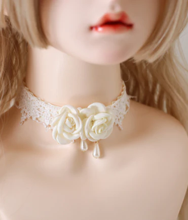 Xiaogui - Elegant Lolita Lace Camellia Necklace - Image 3