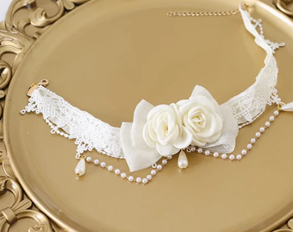 Xiaogui - Elegant Lolita Lace Camellia Necklace - Image 7