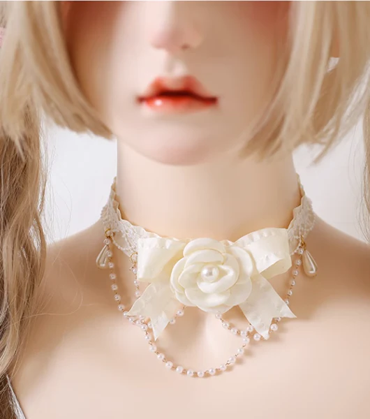 Xiaogui - Elegant Lolita Lace Camellia Necklace - Image 9