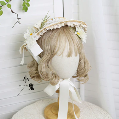 Xiaogui - Flower Lolita Tea Party Straw Hat - Image 11