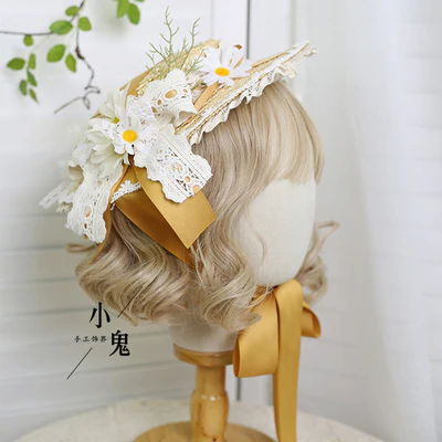Xiaogui - Flower Lolita Tea Party Straw Hat - Image 12