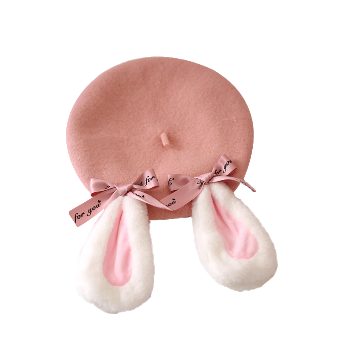 Xiaogui - Winter Lolita Beret Cute Pink Woolen Beret Lolita Hat - Image 2