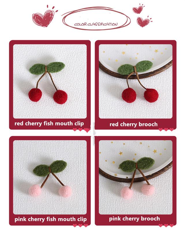 Xiaogui - Handmade Kawaii Wool Felt Cherry Clips - Image 10