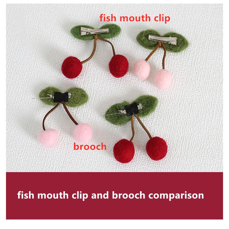 Xiaogui - Handmade Kawaii Wool Felt Cherry Clips - Image 11
