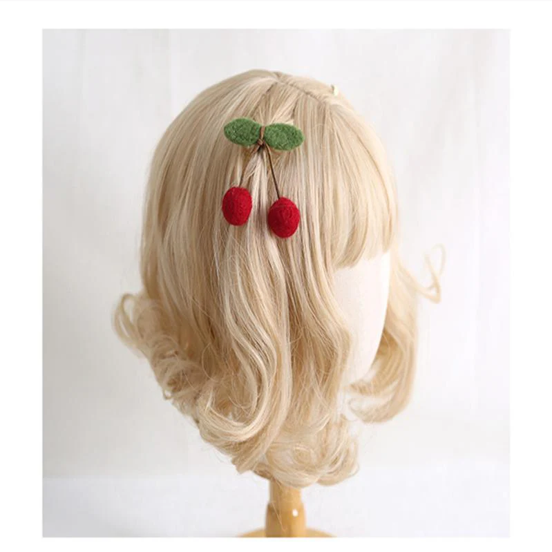 Xiaogui - Handmade Kawaii Wool Felt Cherry Clips - Image 4