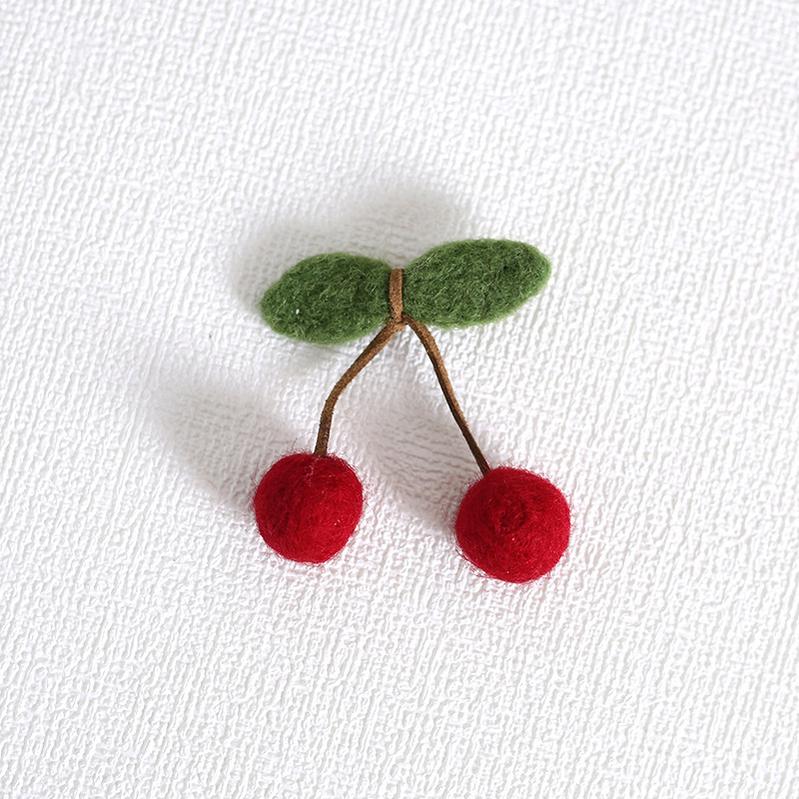 Xiaogui - Handmade Kawaii Wool Felt Cherry Clips - Image 8