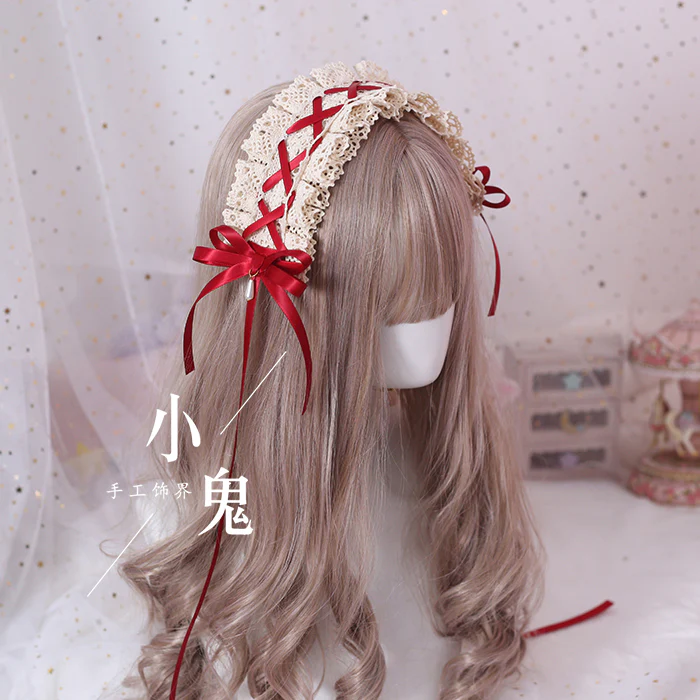 Xiaogui - Japanese Style Sweet Lolita Lace Headband Multicolors - Image 24