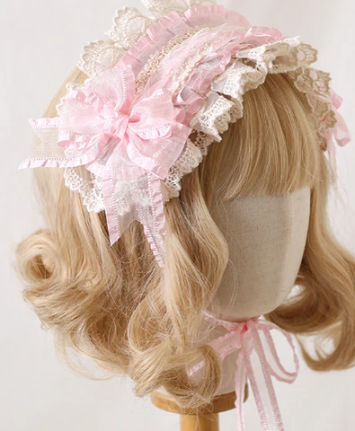 Xiaogui - Mood Limited Pink - Kawaii Lolita Lace Headdress Accessories - Image 8