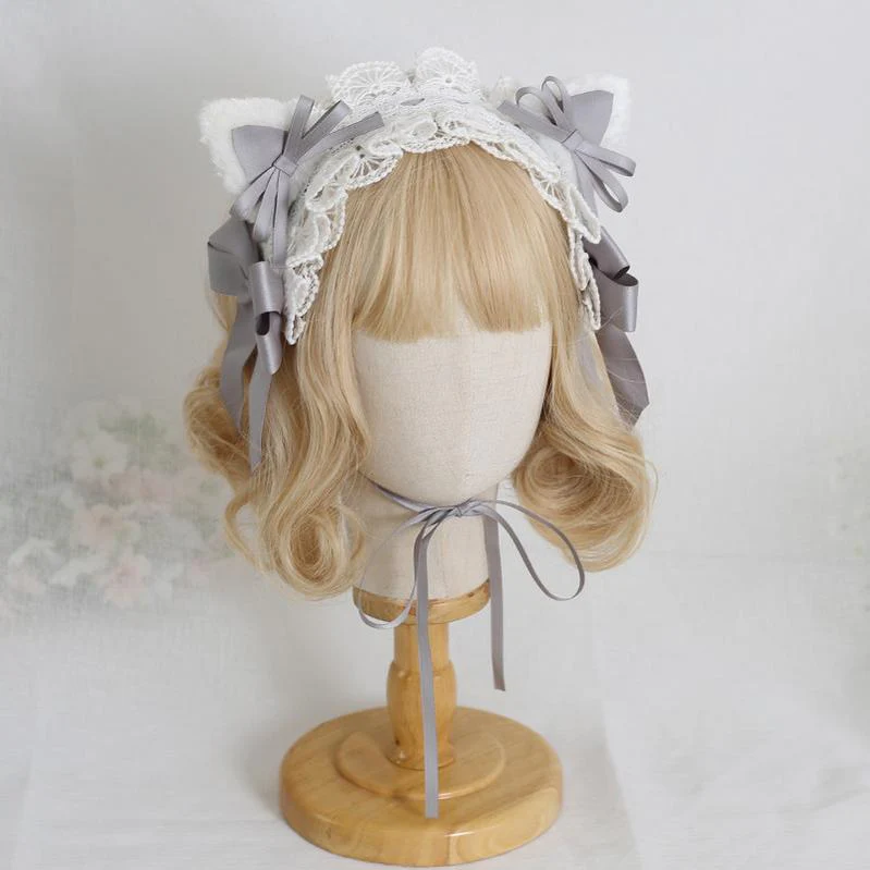 Xiaogui - Sweet Lolita Cat Ear Bow Headband - Image 12