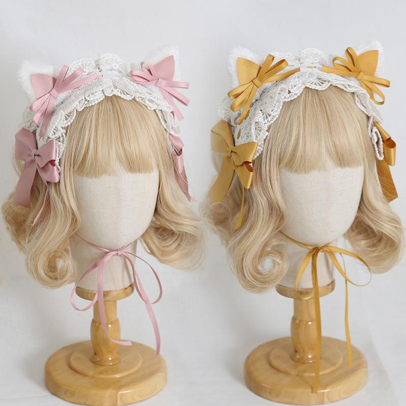 Xiaogui - Sweet Lolita Cat Ear Bow Headband - Image 3