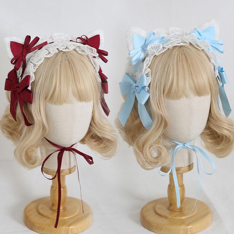 Xiaogui - Sweet Lolita Cat Ear Bow Headband - Image 4