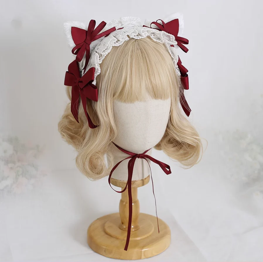 Xiaogui - Sweet Lolita Cat Ear Bow Headband - Image 7