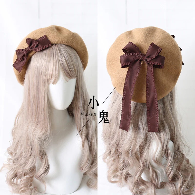 Xiaogui - Sweet Bow Multicolors Lolita Wool Beret - Image 2
