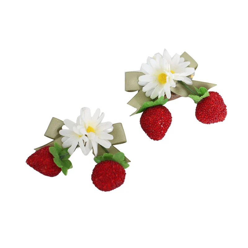 Xiaogui - Sweet Lolita Hair Pin Flower Strawberry Shaped - Image 2