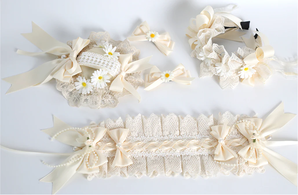 Xiaogui - Sweet Lolita Ivory Lace bow Hair Accessories - Image 13