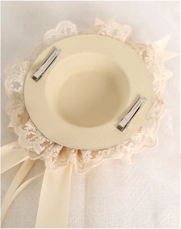Xiaogui - Sweet Lolita Ivory Lace bow Hair Accessories - Image 14