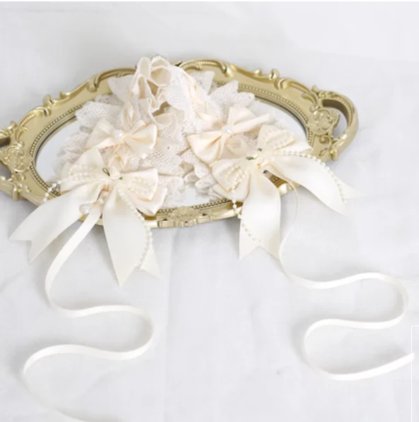 Xiaogui - Sweet Lolita Ivory Lace bow Hair Accessories - Image 19