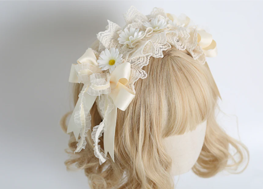 Xiaogui - Sweet Lolita Ivory Lace bow Hair Accessories - Image 27