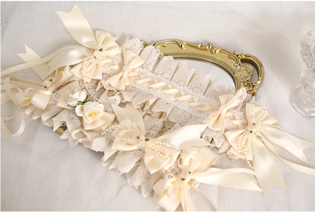 Xiaogui - Sweet Lolita Ivory Lace bow Hair Accessories - Image 29