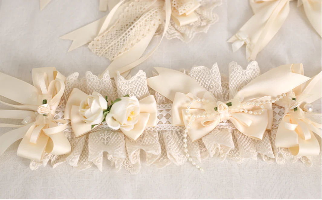 Xiaogui - Sweet Lolita Ivory Lace bow Hair Accessories - Image 31