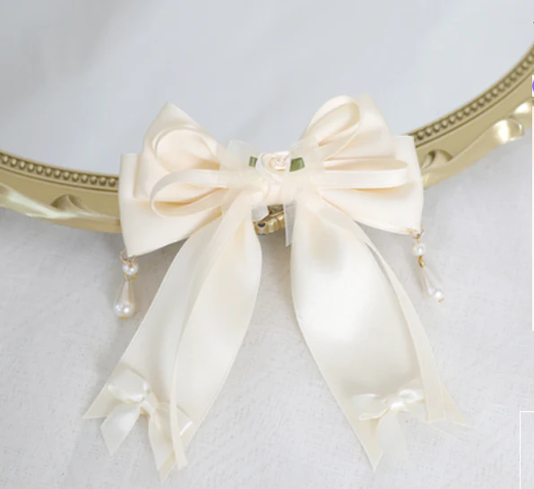 Xiaogui - Sweet Lolita Ivory Lace bow Hair Accessories - Image 9