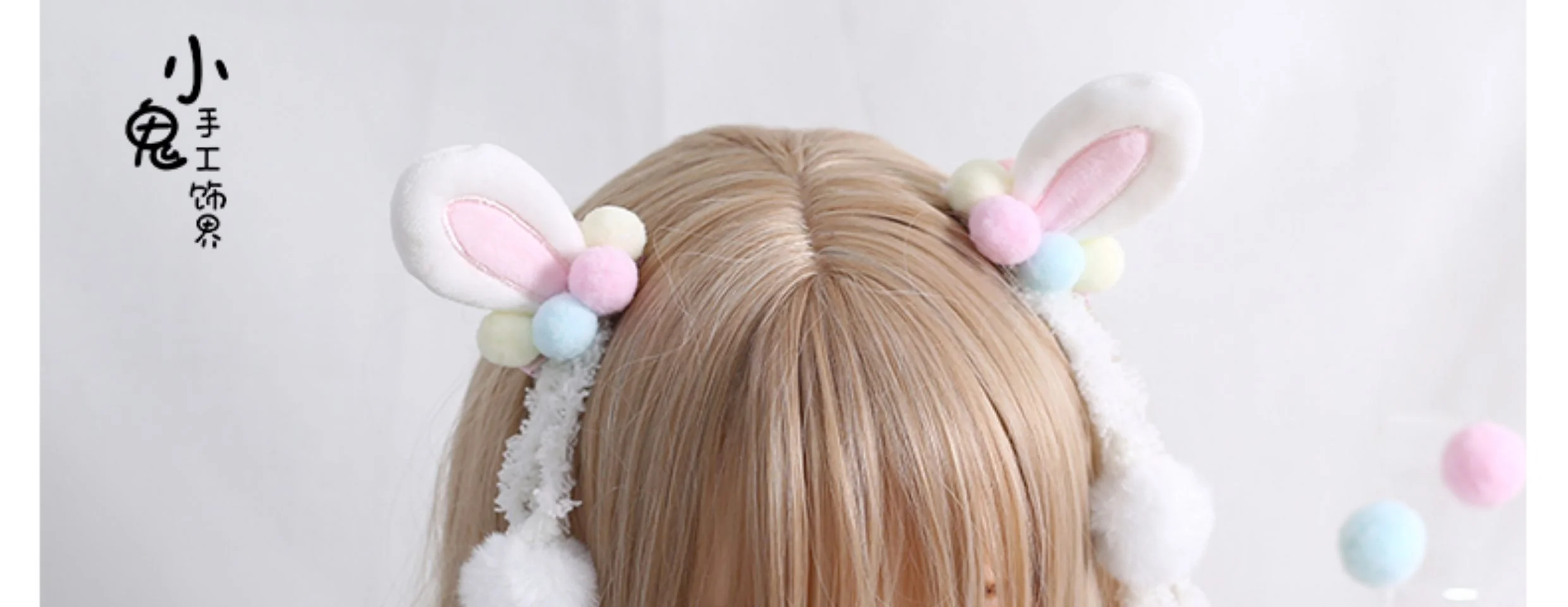 Xiaogui - Sweet Lolita Powderblue Rabbit Ears Hair Pin - Image 6