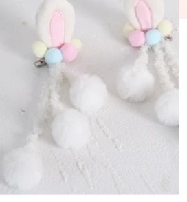 Xiaogui - Sweet Lolita Powderblue Rabbit Ears Hair Pin - Image 8