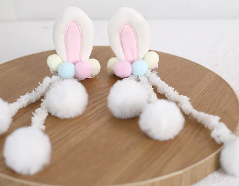 Xiaogui - Sweet Lolita Powderblue Rabbit Ears Hair Pin - Image 9