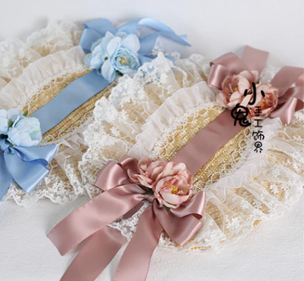 Xiaogui - Sweetie Zhi Fan - Country Lolita Lace French Straw Hat - Image 12