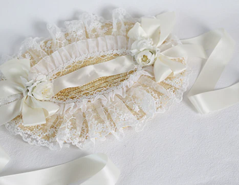 Xiaogui - Sweetie Zhi Fan - Country Lolita Lace French Straw Hat - Image 14