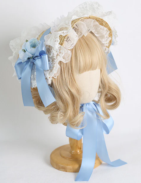 Xiaogui - Sweetie Zhi Fan - Country Lolita Lace French Straw Hat - Image 16
