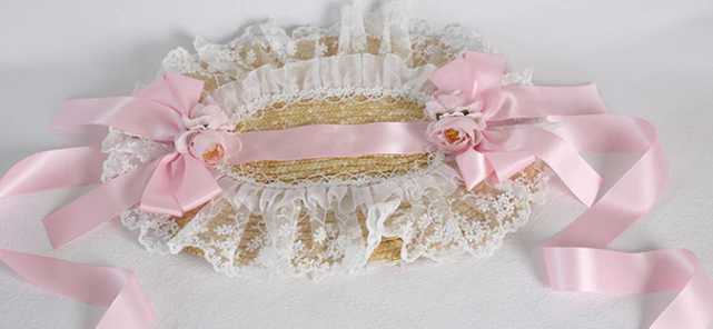 Xiaogui - Sweetie Zhi Fan - Country Lolita Lace French Straw Hat - Image 2