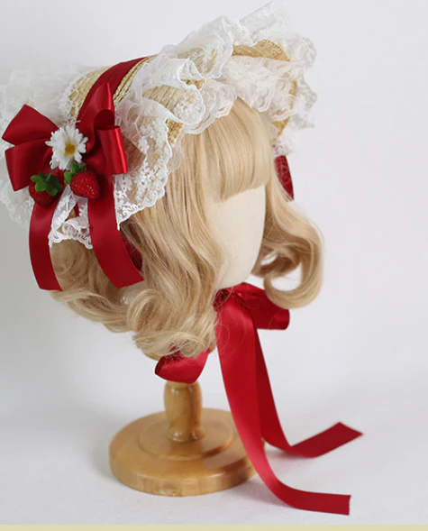 Xiaogui - Sweetie Zhi Fan - Country Lolita Lace French Straw Hat - Image 3