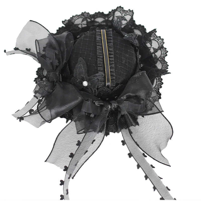 xiaogui - Vintage Lolita Tea Party Lace Top Hat - Image 2