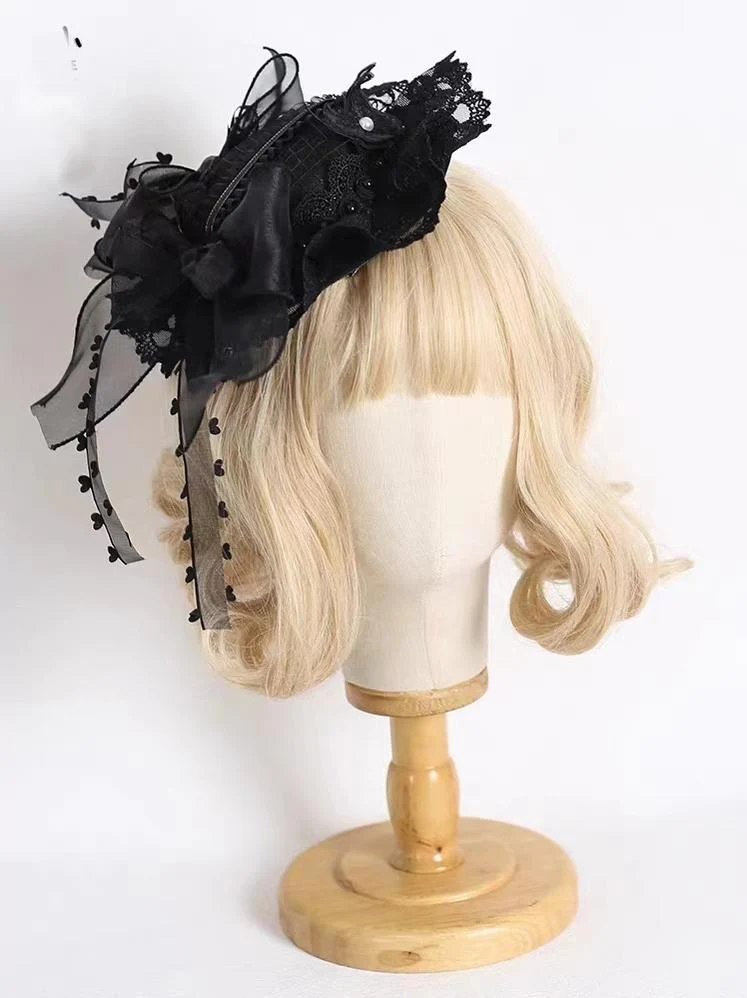 xiaogui - Vintage Lolita Tea Party Lace Top Hat - Image 4