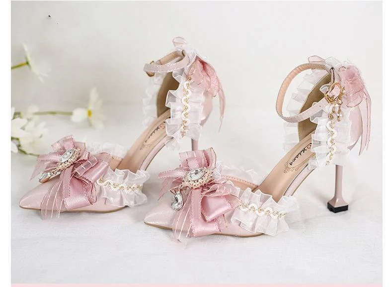 Xiaogui - Wedding Lolita Pointed Toe High Heels Shoes - Image 7